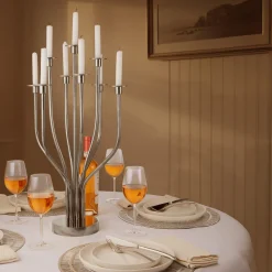 Candles & Candleholders|Godinger Radiant Tree 9 Light Stainless Candelabra