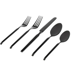 Flatware Sets|Godinger Ramp Mirrored Black 18/0 Stainless Steel 20 Piece Flatware Set, Service For 4