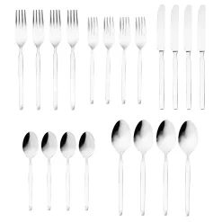 Flatware Sets|Godinger Ramp Satin 18/0 Stainless Steel 20 Piece Flatware Set, Service For 4
