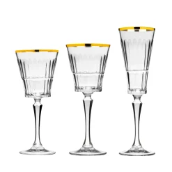 Wine & Champagne|Godinger Regent Crystal Gold Rim White Wine. Set of 4