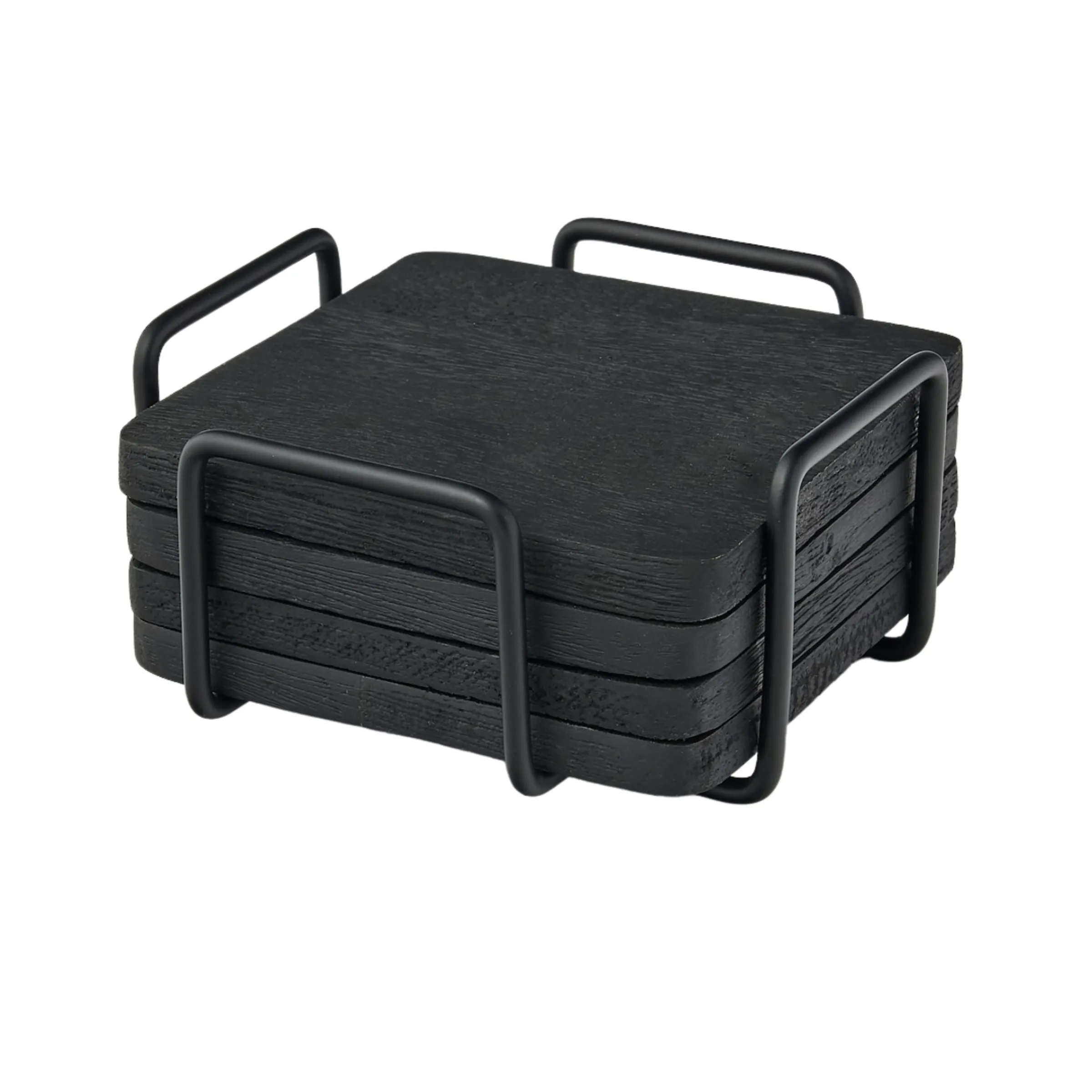 Coasters|Godinger Ridgewood Black Coaster Set with Stand