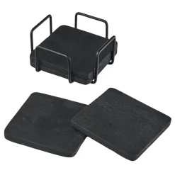 Coasters|Godinger Ridgewood Black Coaster Set with Stand