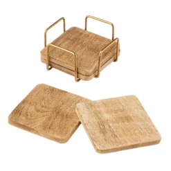 Coasters|Godinger Ridgewood Gold Coaster Set with Stand