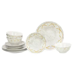 Everyday Dinnerware|Godinger Rotolo Porcelain 12 Piece Dinnerware Set, Service for 4