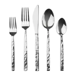 Flatware Sets|Godinger Rustic Mirrored 18/10 Stainless Steel 20 Piece Flatware Set, Service For 4