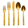 Flatware Sets|Godinger Rustic Mirrored Gold 18/10 Stainless Steel 20 Piece Flatware Set, Service For 4