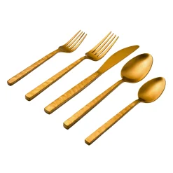 Flatware Sets|Godinger Rustic Mirrored Gold 18/10 Stainless Steel 20 Piece Flatware Set, Service For 4
