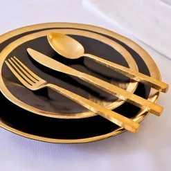 Flatware Sets|Godinger Rustic Mirrored Gold 18/10 Stainless Steel 20 Piece Flatware Set, Service For 4