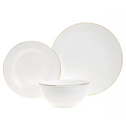 Fine Dinnerware|Godinger Saba Porcelain Gold Rim 18 Piece Dinnerware Set, Service For 6