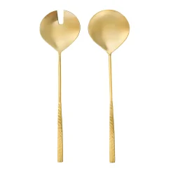 Salad Servers|Godinger Sculpted Mirrored Gold Salad Server Set