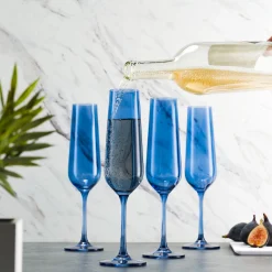 Wine & Champagne|Godinger Sheer Blue Flute, Set of 4