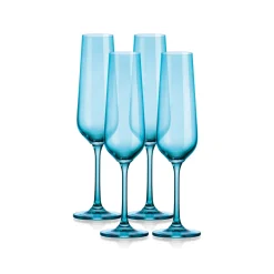Wine & Champagne|Godinger Sheer Light Blue Flute, Set of 4