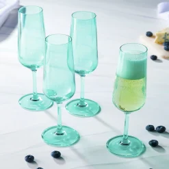 Wine & Champagne|Godinger Sheer Light Green Flute, Set of 4