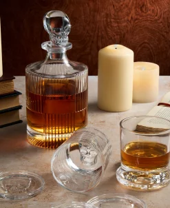 Decanter & Decanter Sets|Godinger Skull 3 Piece Round Whiskey Decanter Set
