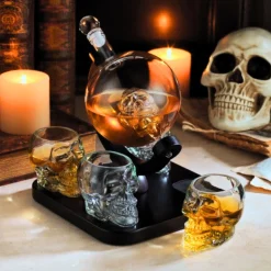 Decanter & Decanter Sets|Godinger Skull 5 Piece Whiskey Decanter Set