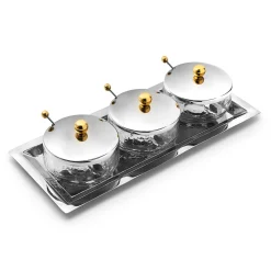 Serving Trays|Godinger Sphere Stainless & Gold 7 Piece Appetizer Server