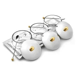 Serving Trays|Godinger Sphere Stainless & Gold 7 Piece Appetizer Server
