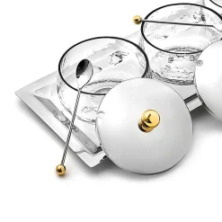 Serving Trays|Godinger Sphere Stainless & Gold 7 Piece Appetizer Server