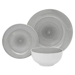 Everyday Dinnerware|Godinger Spiral Grey Porcelain 12 Piece Dinnerware Set, Service For 4