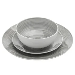 Everyday Dinnerware|Godinger Spiral Grey Porcelain 12 Piece Dinnerware Set, Service For 4