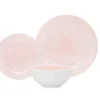 Everyday Dinnerware|Godinger Spiral Pink Porcelain 12 Piece Dinnerware Set, Service For 4