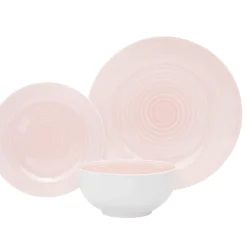 Everyday Dinnerware|Godinger Spiral Pink Porcelain 12 Piece Dinnerware Set, Service For 4