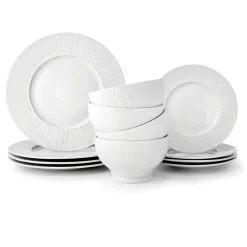 Everyday Dinnerware|Godinger Starburst Porcelain 12 Piece Dinnerware Set, Service For 4