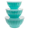 Kitchen Storage|Godinger Teal Fluted 3 Piece Storage Bowl Set