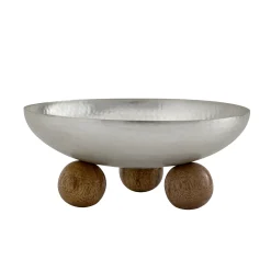 Serving Bowls|Godinger Temari Hammered Silver Footed Round Nut Bowl