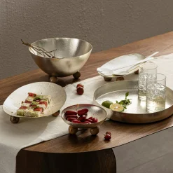 Serving Platters|Godinger Temari Hammered Silver Large Footed Oval Platter