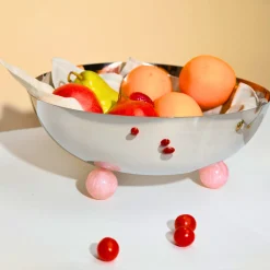 Serving Bowls|Godinger Temari Light Pink Footed Salad Serving Bowl