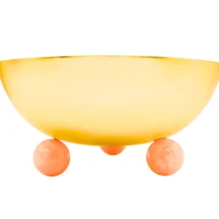 Serving Bowls|Godinger Temari Pink & Gold Footed Fruit Bowl