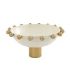 Serving Bowls|Bowls|Godinger Temari White & Gold Footed Salad Bowl