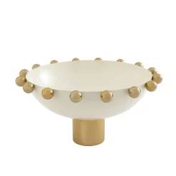 Serving Bowls|Bowls|Godinger Temari White & Gold Footed Salad Bowl