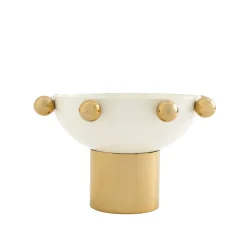 Serving Bowls|Godinger Temari White & Gold Footed Nut Bowl