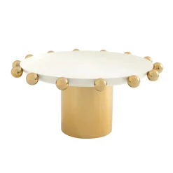 Cake Stands|Specialty Serving|Godinger Temari White & Gold Footed Cake Stand