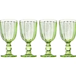 Wine & Champagne|Godinger Twill Green Goblet, Set of 4