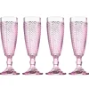 Wine & Champagne|Godinger Twill Pink Flute, Set of 4