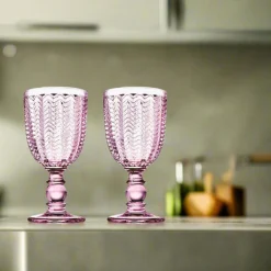 Wine & Champagne|Godinger Twill Pink Goblet, Set of 4