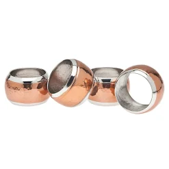 Napkin Rings|Godinger Two Toned Hammered Napkin Ring Set
