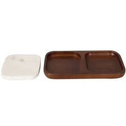 Coasters|Godinger Variks Wood & Marble Coaster Appetizer