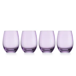 Stemless|Godinger Veneto Amethyst Stemless Wine Glass, Set of 4