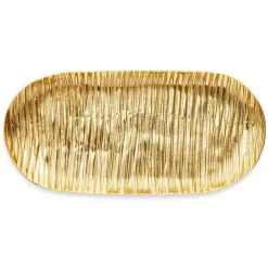 Boxes|Decorative Trays|Godinger Wadi Gold Textured Oval Tray