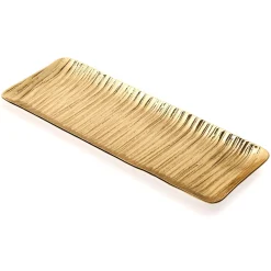 Boxes|Decorative Trays|Godinger Wadi Gold Textured Rectangle Tray