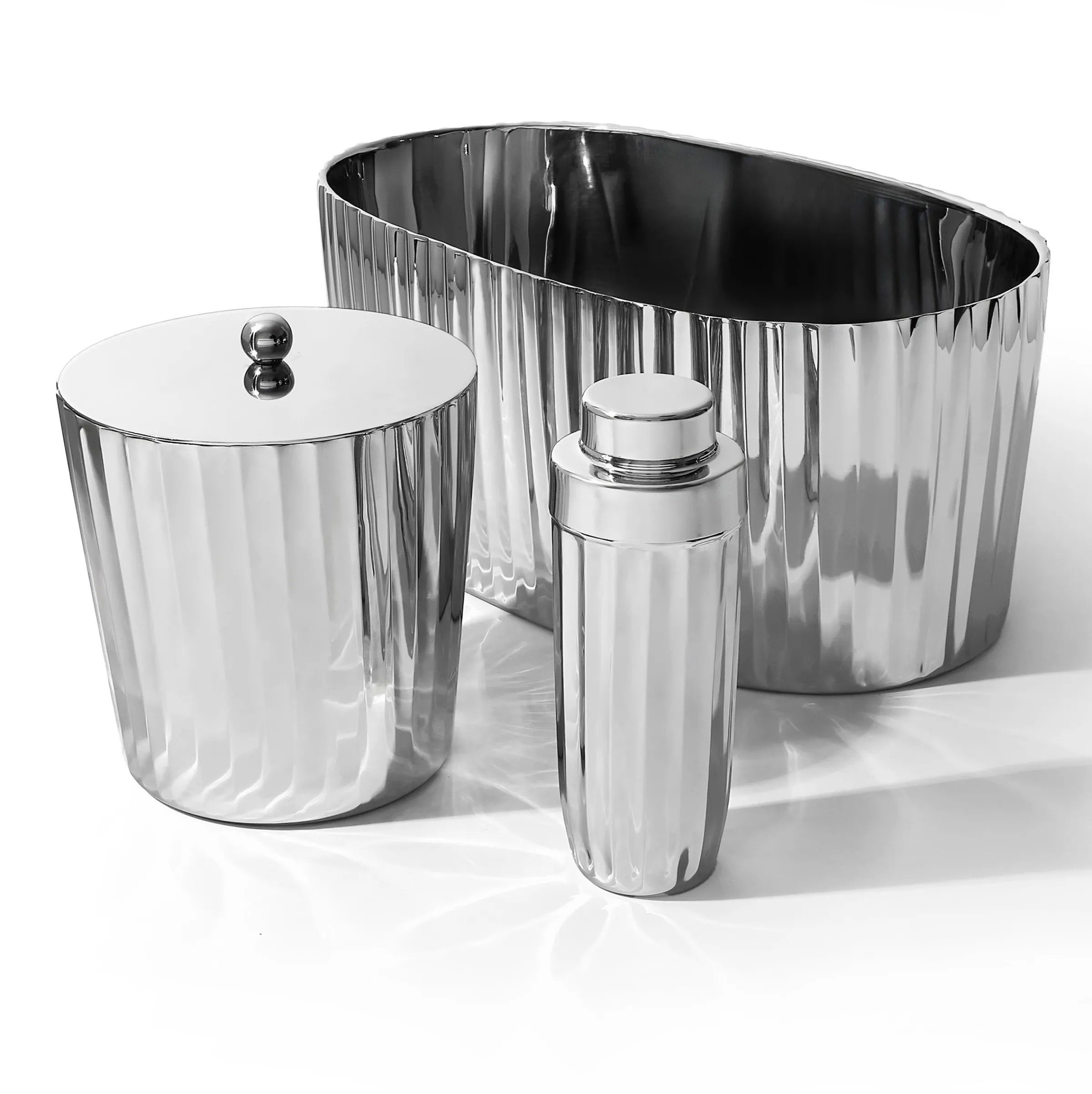 Ice Buckets|Godinger Waves Stainless Steel Party Tub