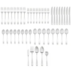 Flatware Sets|Godinger Wayland Matte 18/10 Stainless Steel 45 Piece Flatware Set, Service For 8