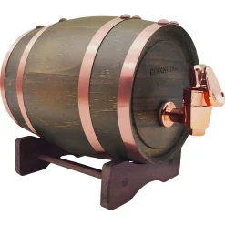 Beverage Dispenser|Godinger Whiskey Barrel Dispenser Walnut & Copper