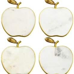 Coasters|Godinger White Marble Apple Coaster Set