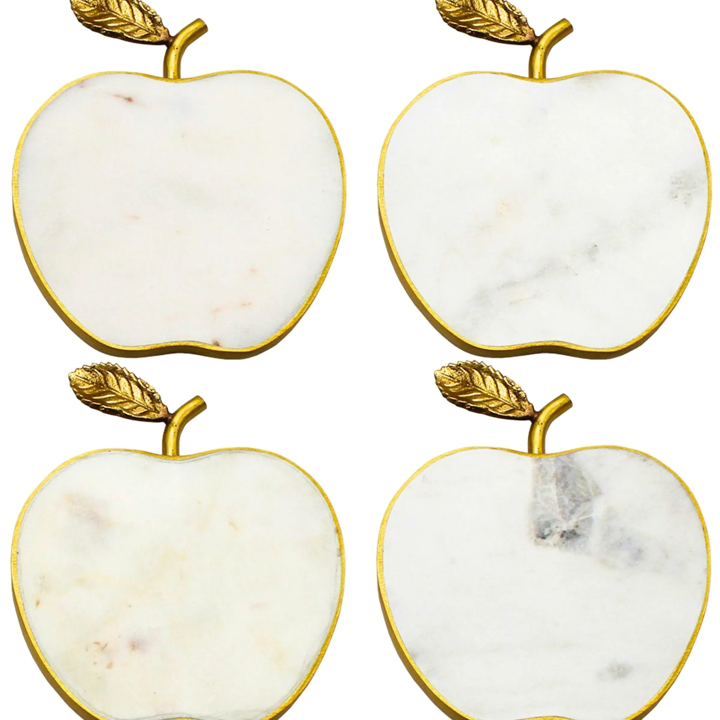 Coasters|Godinger White Marble Apple Coaster Set