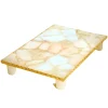Challah Boards|Godinger White Quartz Gold Edge Raised Challah Board